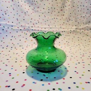 Vintage Anchor Hocking Forest Green Glass Vase